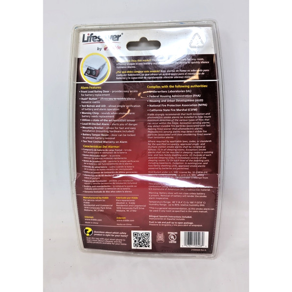 Lifesaver Smoke Alarm By Kidde For Bedroom Front Load Battery Door New i9070 - Picture 2 of 2